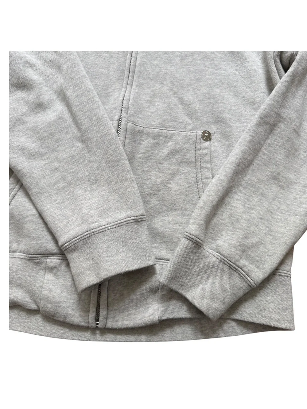 True Religion Buddha Logo Full Zip Up Hoodie Size Large Heather Gray Navy